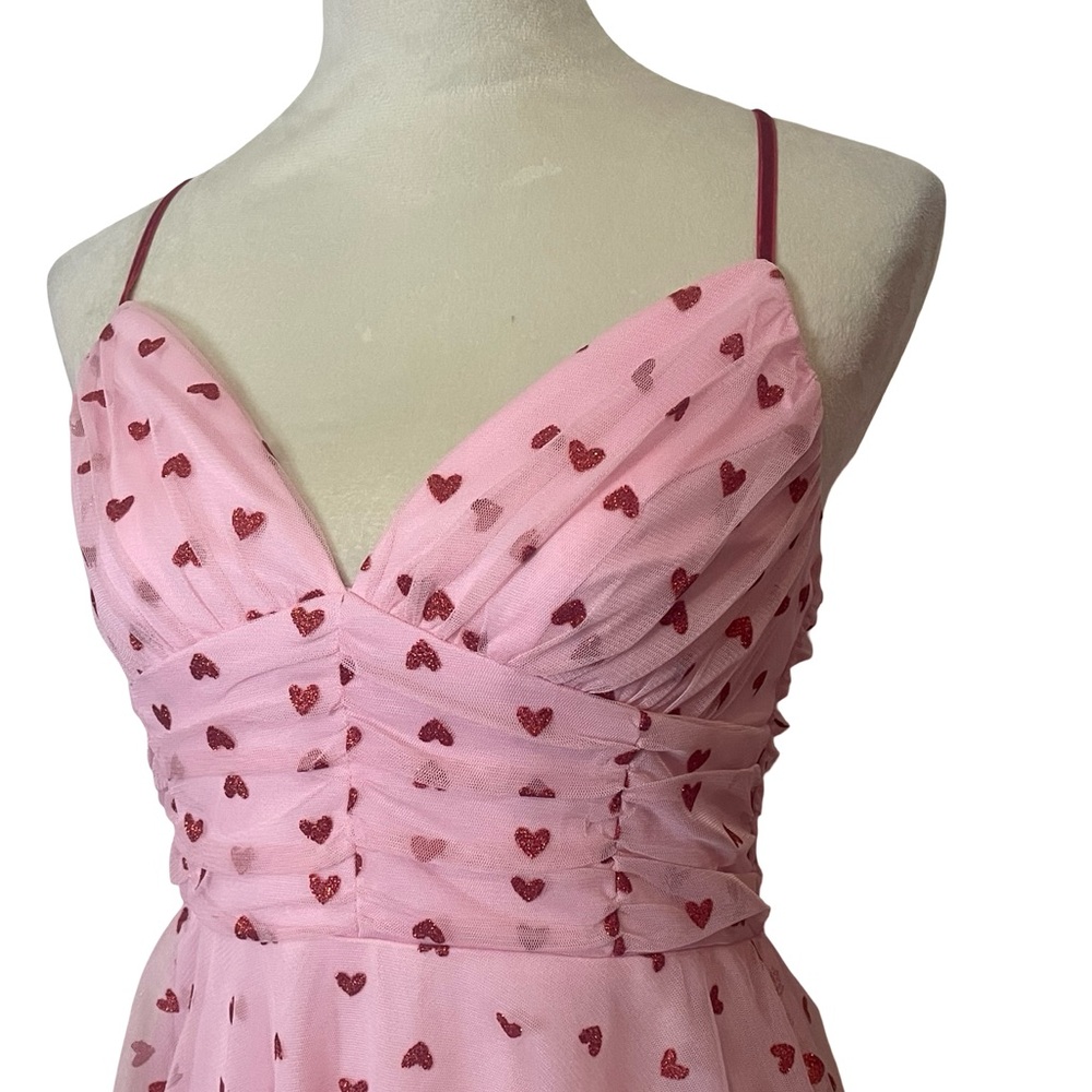 Altar'd State Pink Dress With Red Glitter Hearts - Picture 4 of 6